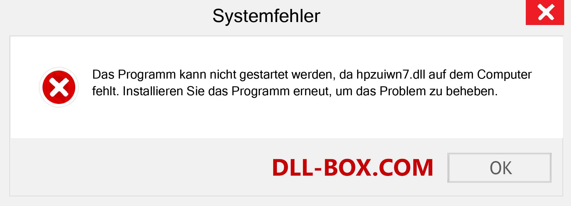 hpzuiwn7.dll-Datei fehlt?. Download für Windows 7, 8, 10 - Fix hpzuiwn7 dll Missing Error unter Windows, Fotos, Bildern