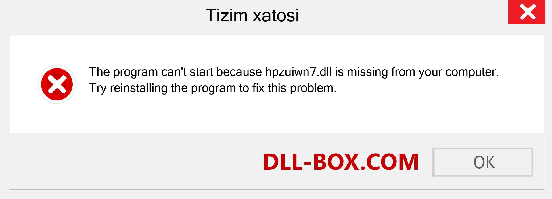 hpzuiwn7.dll fayli yo'qolganmi?. Windows 7, 8, 10 uchun yuklab olish - Windowsda hpzuiwn7 dll etishmayotgan xatoni tuzating, rasmlar, rasmlar